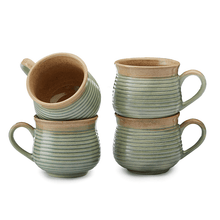 Load image into Gallery viewer, Vegan Grooved Tea Cups - Set of Four