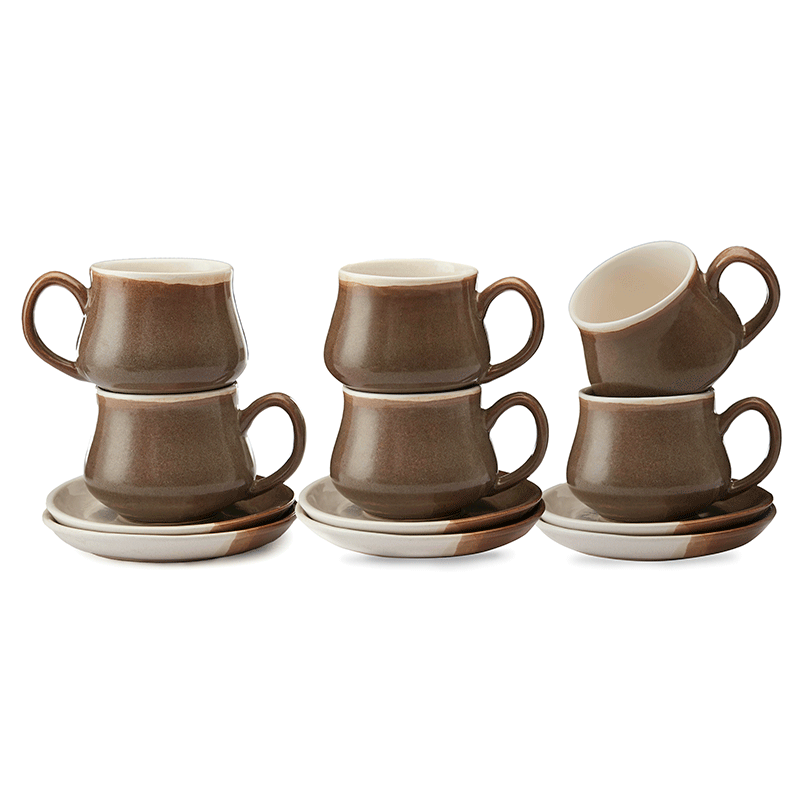 Vegan Traditional Matka Style Tea Cups & Saucers Premium - Set Of Six