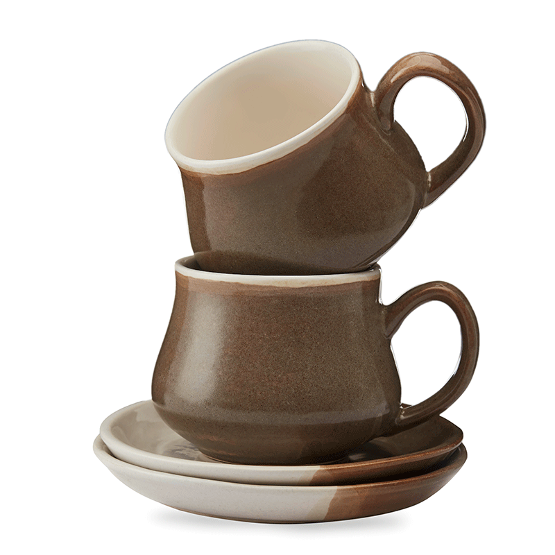 Vegan Traditional Matka Style Tea Cups & Saucers Premium - Set Of Two