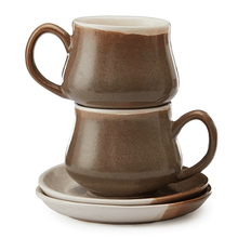 Load image into Gallery viewer, Vegan Traditional Matka Style Tea Cups &amp; Saucers Premium - Set Of Two
