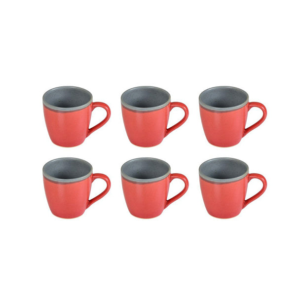 Vegan Set/Pack of Six Ceramic Coffee Mugs (325ml)