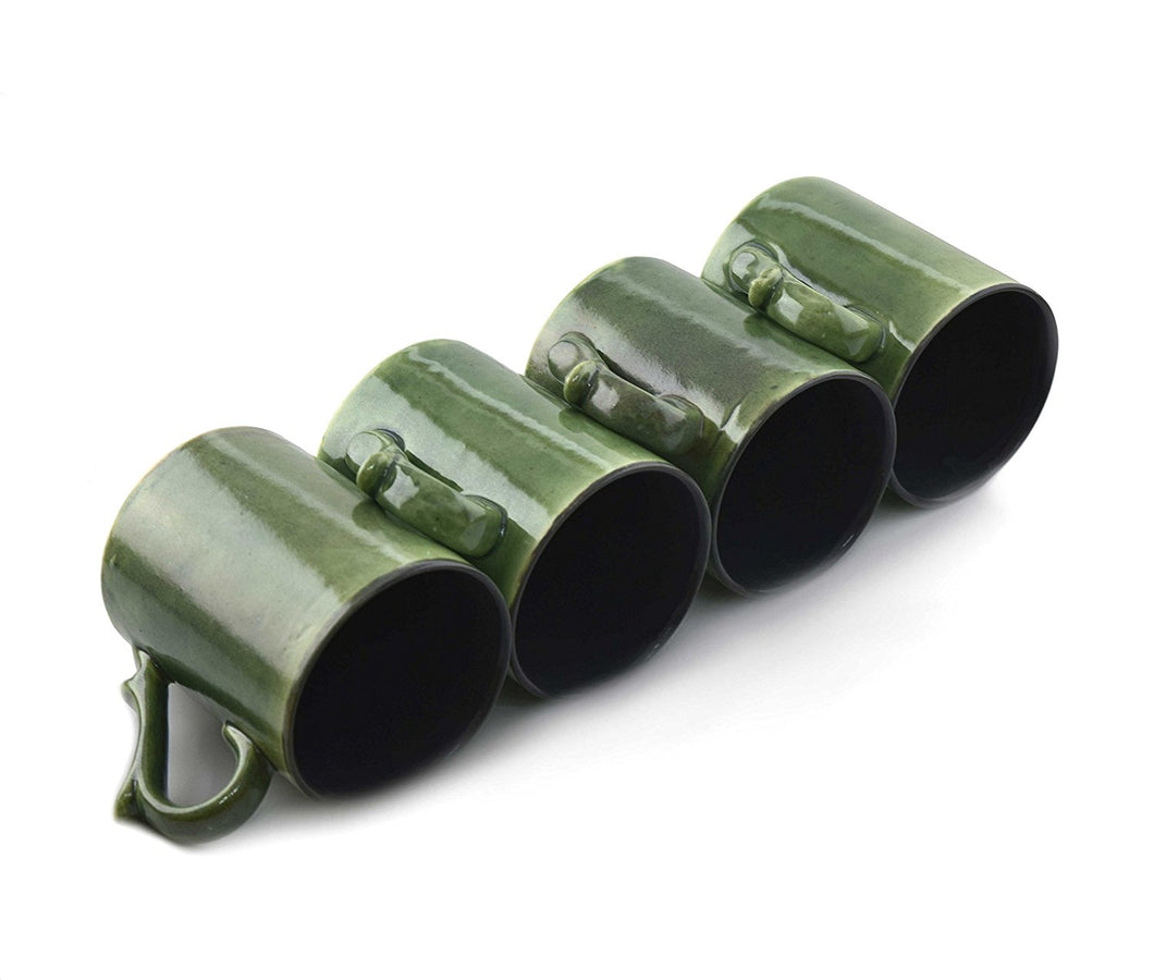 Vegan Set/Pack of Coffee Mugs (350 ml)   -   (4, Military Green)